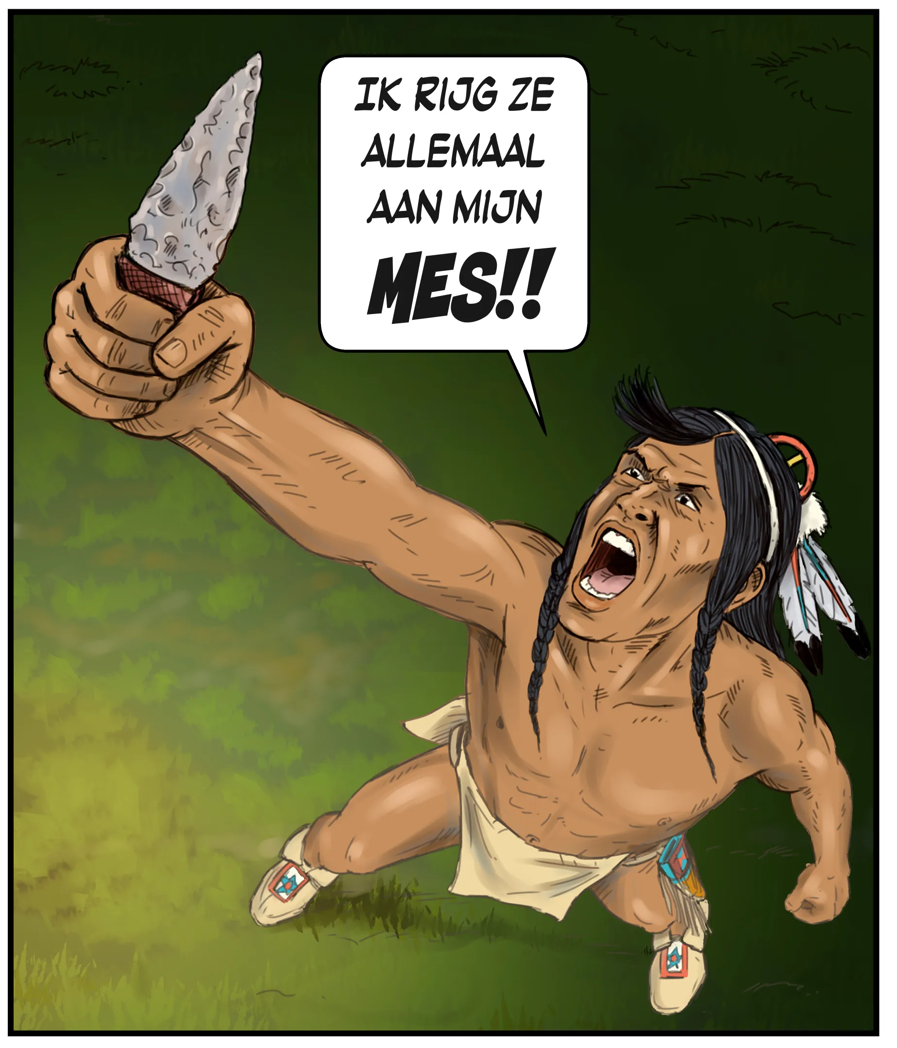 Krijger uit de strip Het Pad van de Blackfeet door Ben Art Work